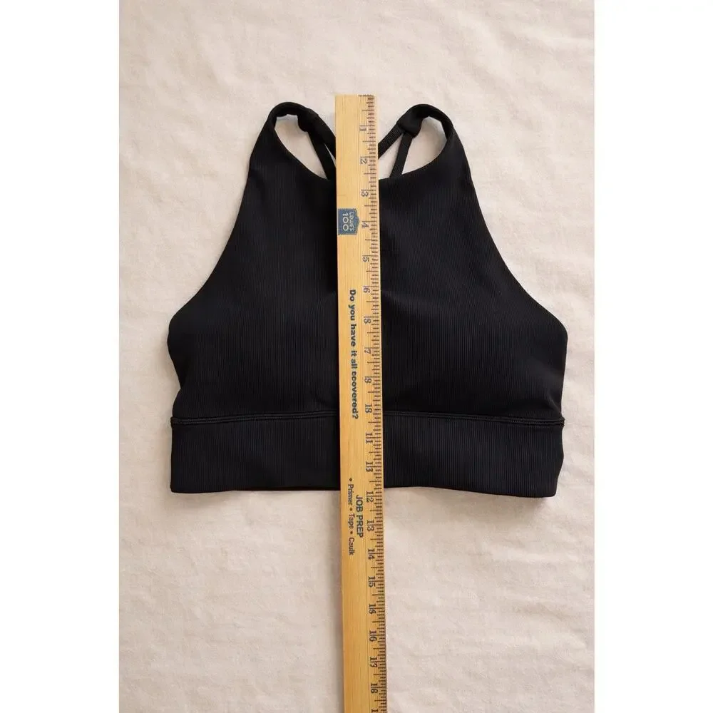 Lululemon Black Ribbed Sports Bra Criss Cross Back Medium Support Size S - Picture 4 of 4